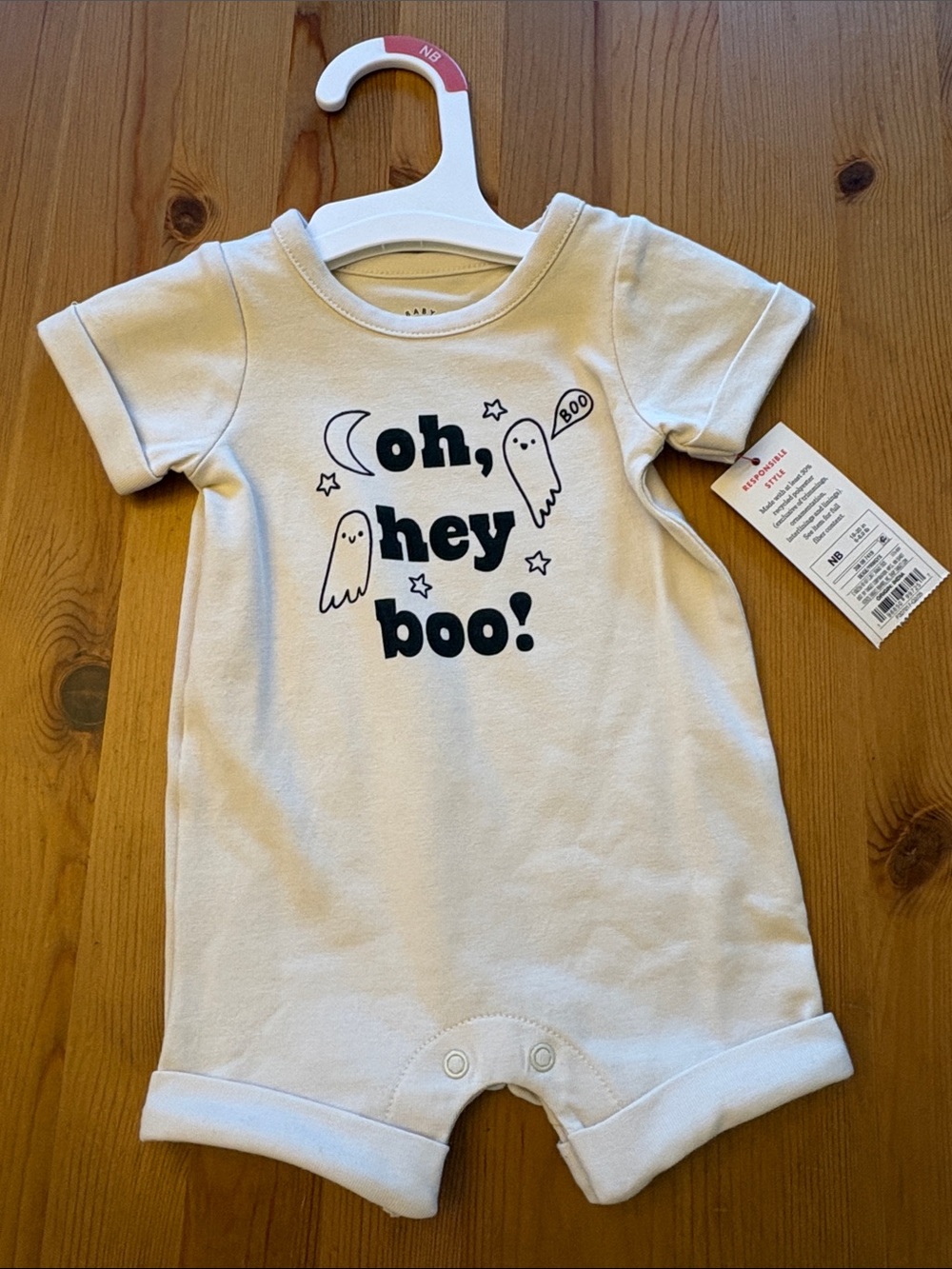 Target White Baby One-Piece Romper with Black 'oh, hey boo!' Graphic